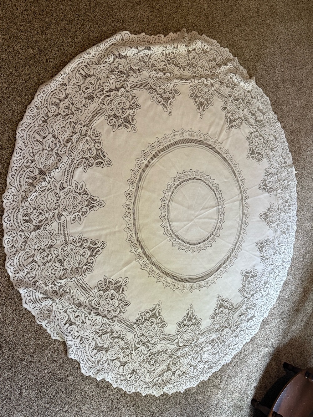 66” Elegant Round White Lace Tablecloth - Classic Home Dining vintage